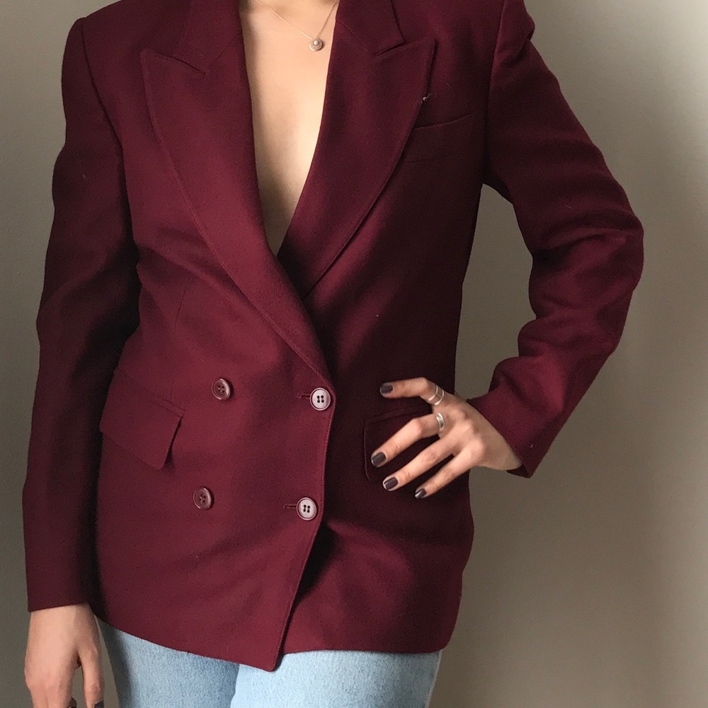Vintage Burberry’s Burgundy Blazer